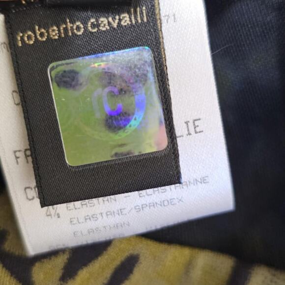 Roberto Cavalli Vintage Knee Length Skirt Signed Print Green Black Size S - Picture 12 of 14